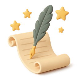 Magical quill writing on papers